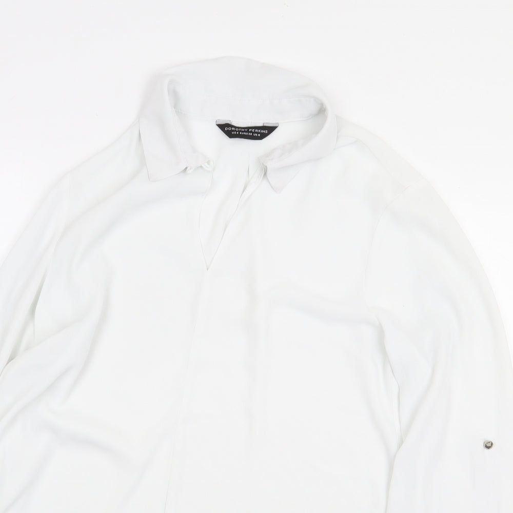 Dorothy Perkins Womens White Polyester Basic Blouse Size 10 Collared