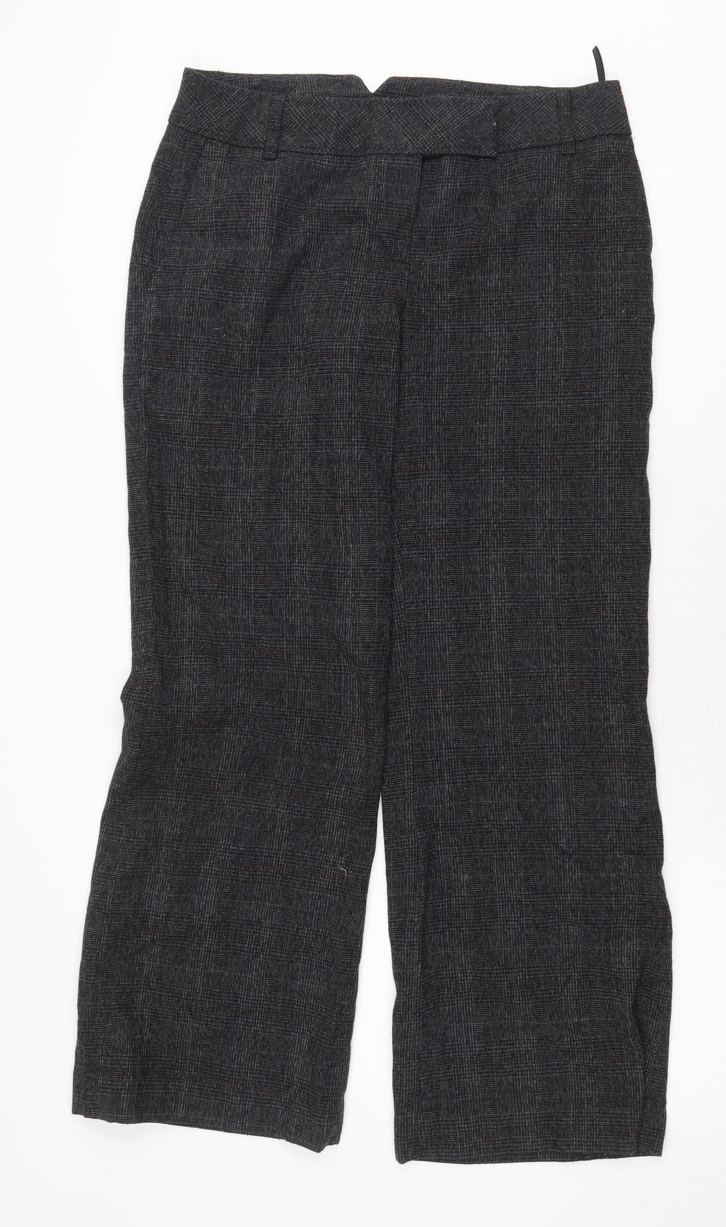 F&F Womens Grey Plaid Polyester Trousers Size 10 Regular Zip
