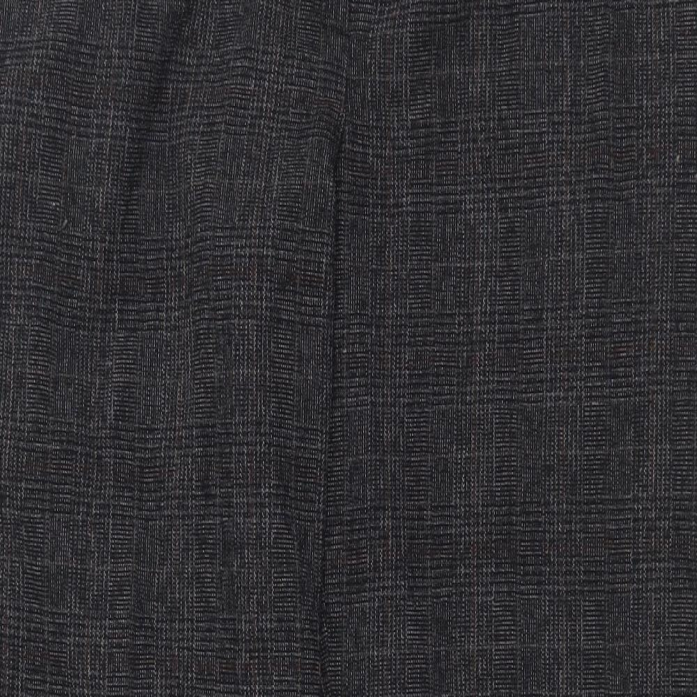 F&F Womens Grey Plaid Polyester Trousers Size 10 Regular Zip