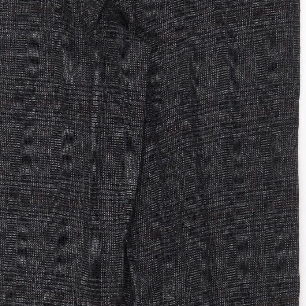 F&F Womens Grey Plaid Polyester Trousers Size 10 Regular Zip