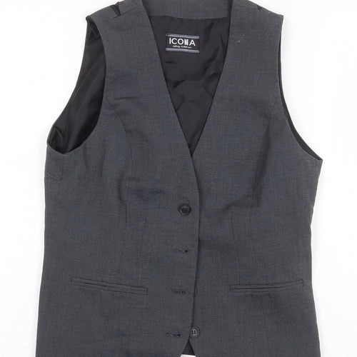 Icona Mens Grey Polyester Jacket Suit Waistcoat Size 36