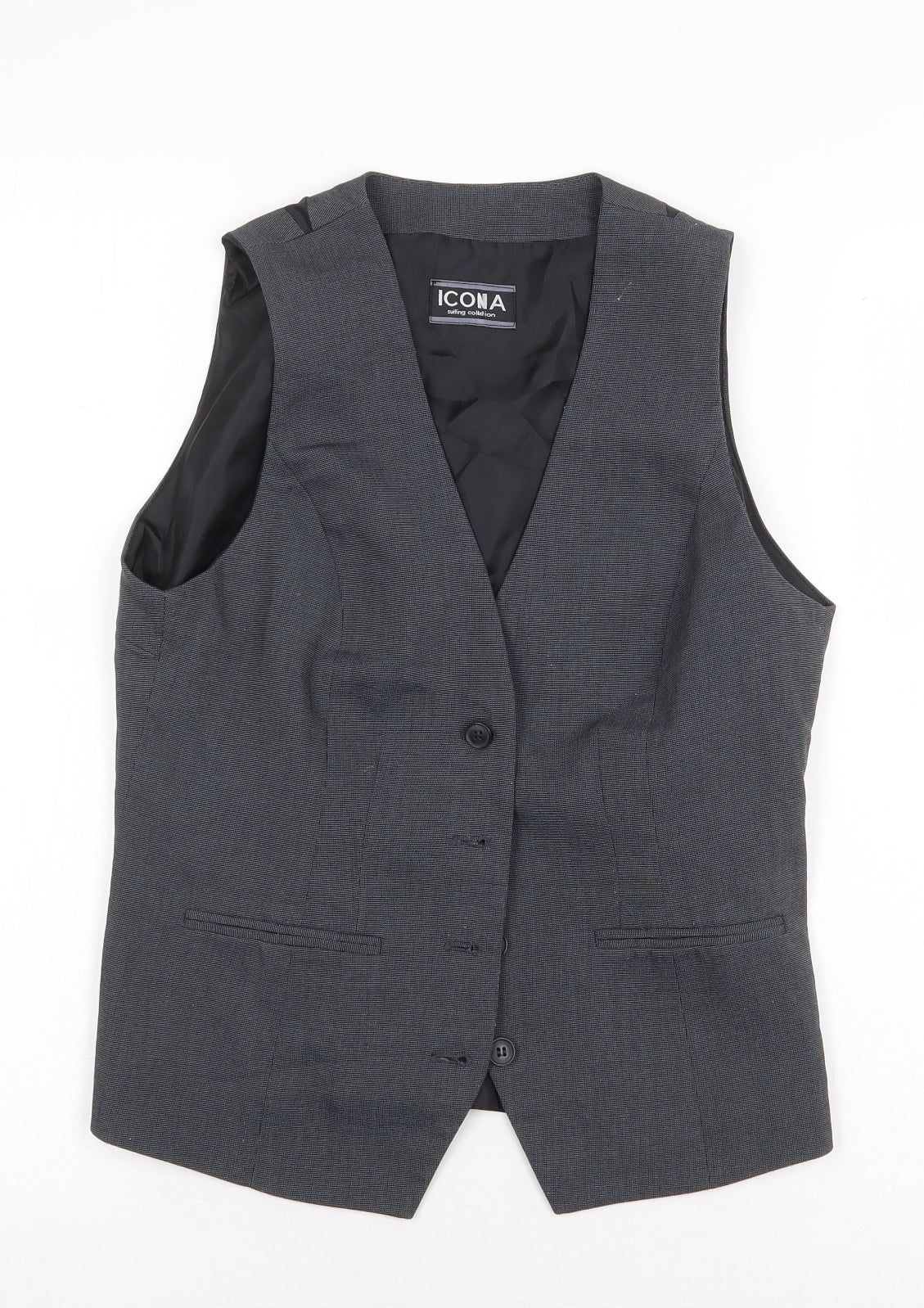 Icona Mens Grey Polyester Jacket Suit Waistcoat Size 36