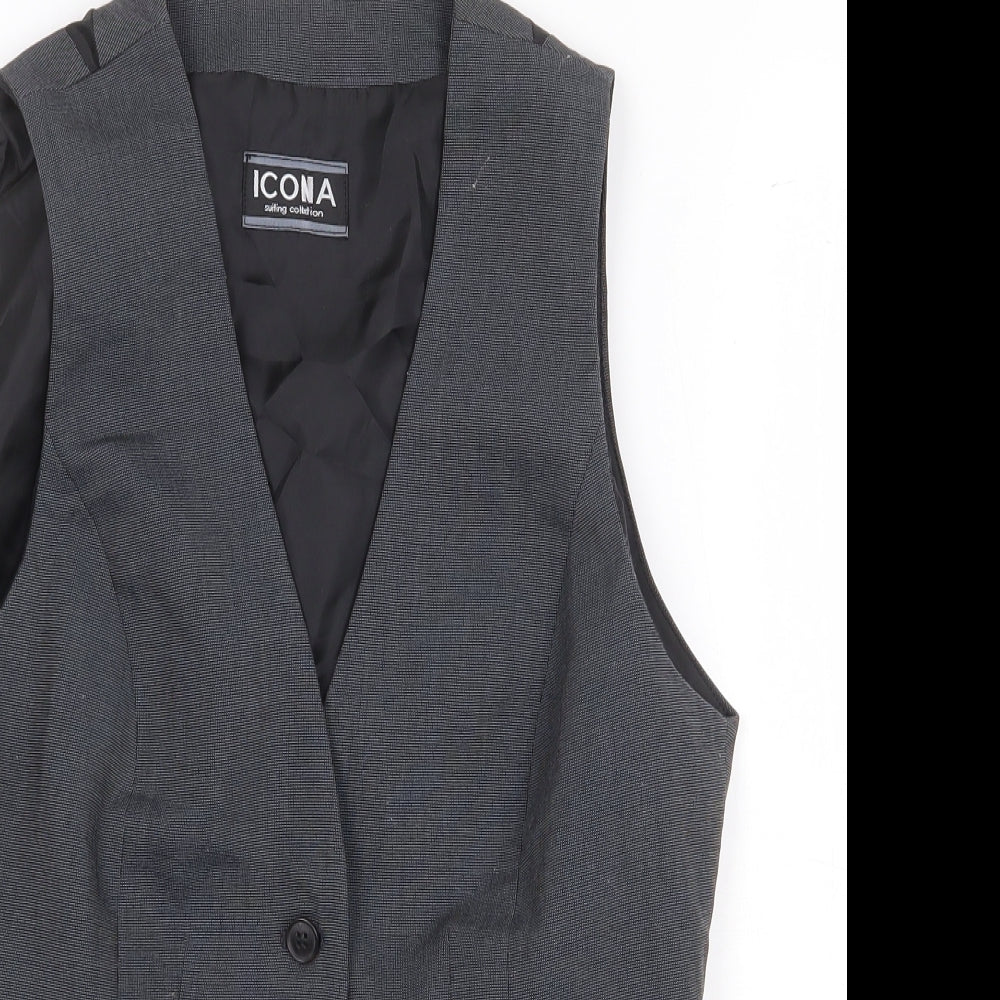 Icona Mens Grey Polyester Jacket Suit Waistcoat Size 36