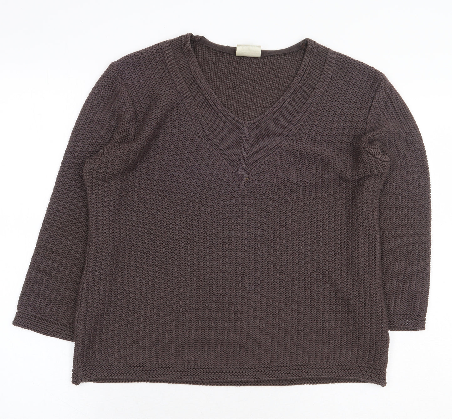 Eastex Womens Brown V-Neck Acrylic Pullover Jumper Size 10