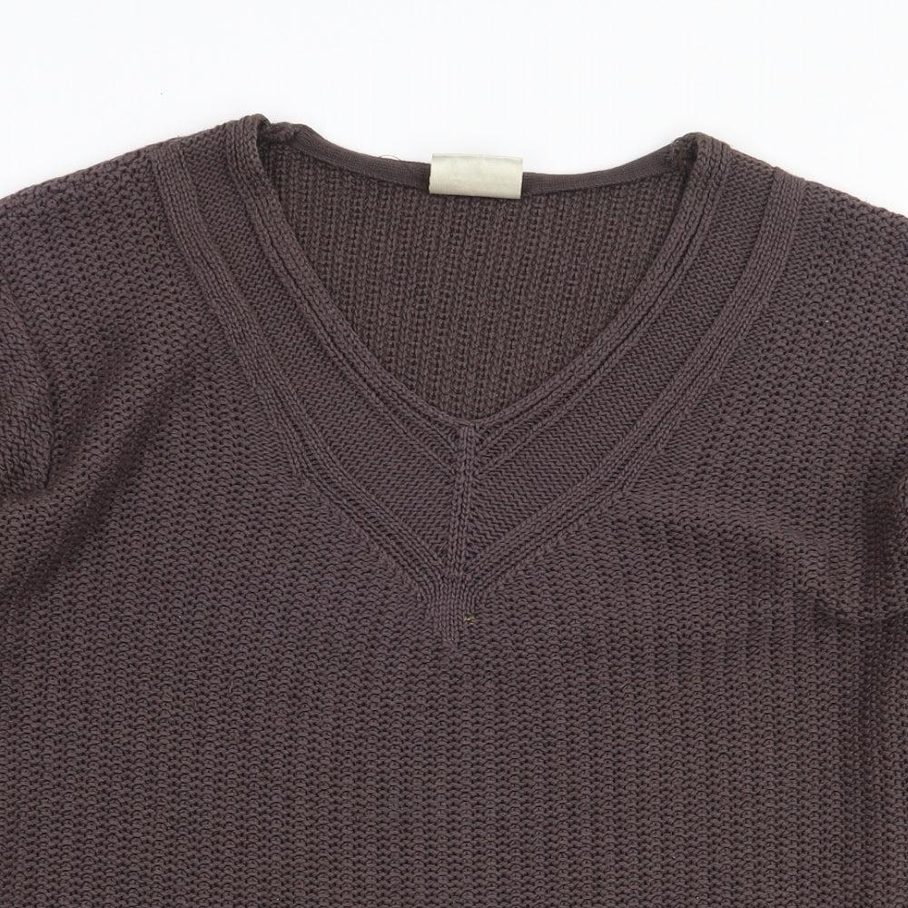 Eastex Womens Brown V-Neck Acrylic Pullover Jumper Size 10