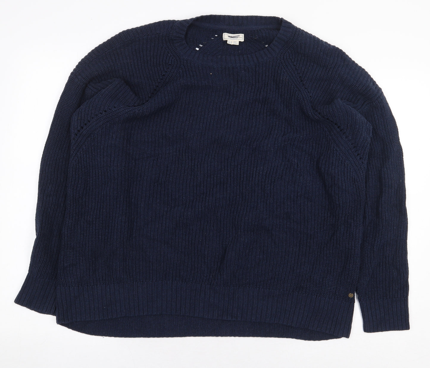 Fat Face Womens Blue Round Neck 100% Cotton Pullover Jumper Size 18