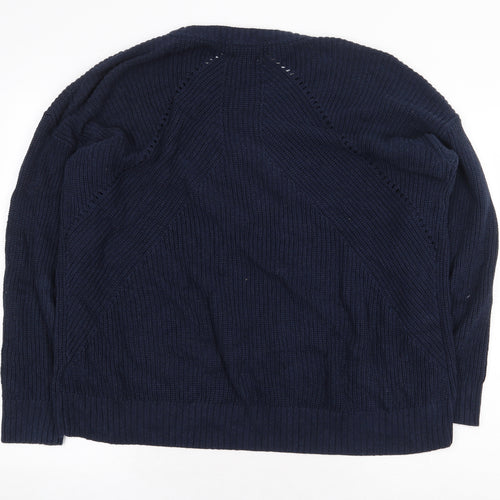 Fat Face Womens Blue Round Neck 100% Cotton Pullover Jumper Size 18