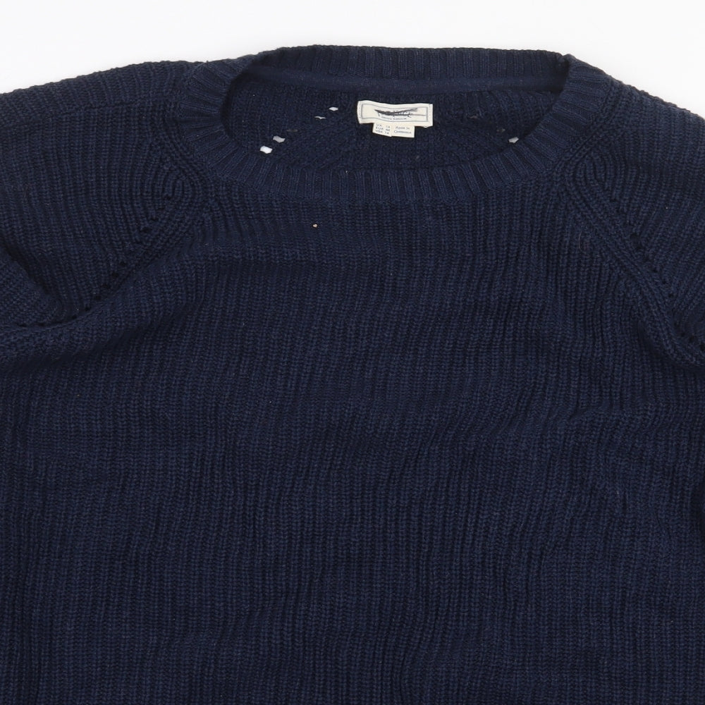 Fat Face Womens Blue Round Neck 100% Cotton Pullover Jumper Size 18