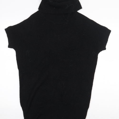 M&Co Womens Black Roll Neck Acrylic Pullover Jumper Size 12