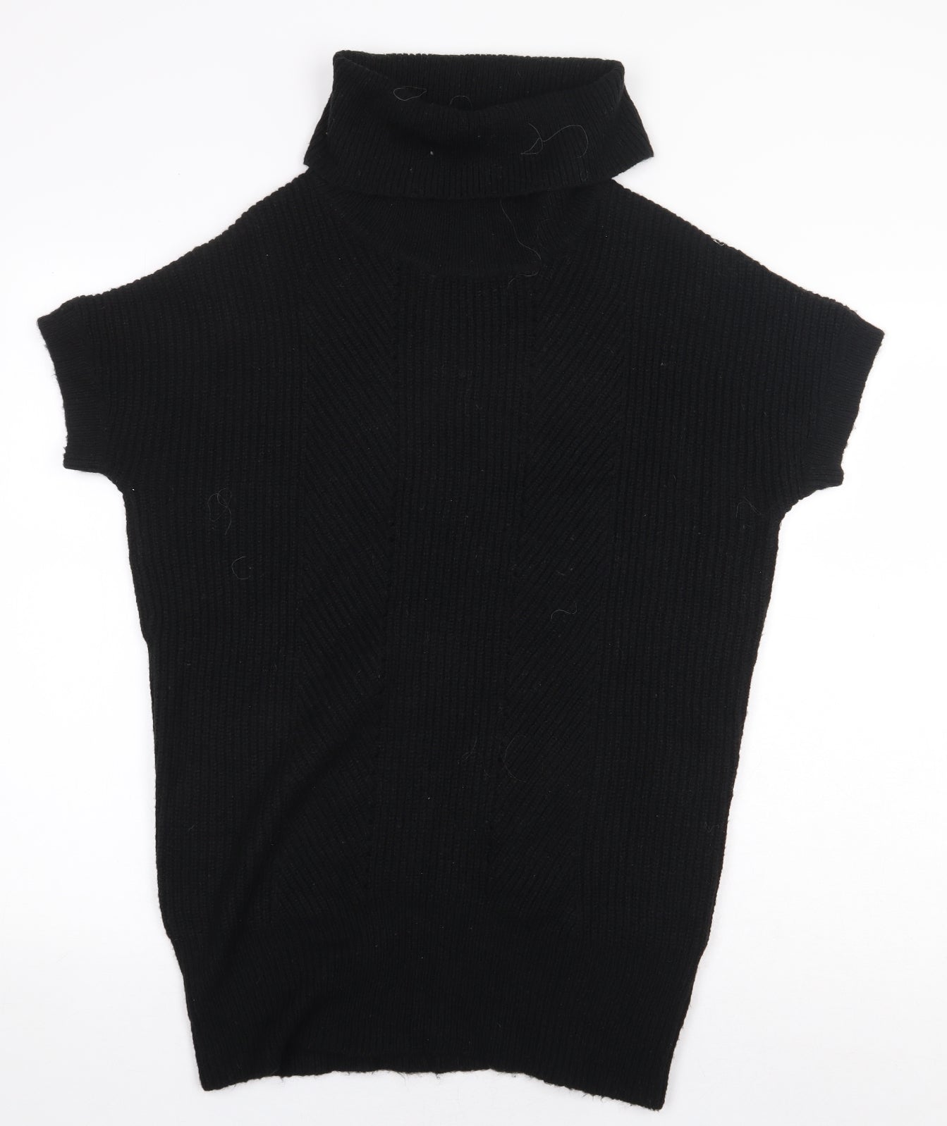 M&Co Womens Black Roll Neck Acrylic Pullover Jumper Size 12