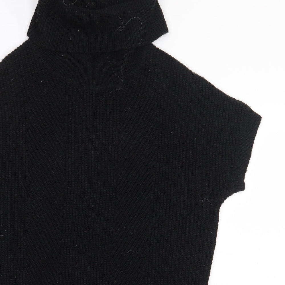 M&Co Womens Black Roll Neck Acrylic Pullover Jumper Size 12