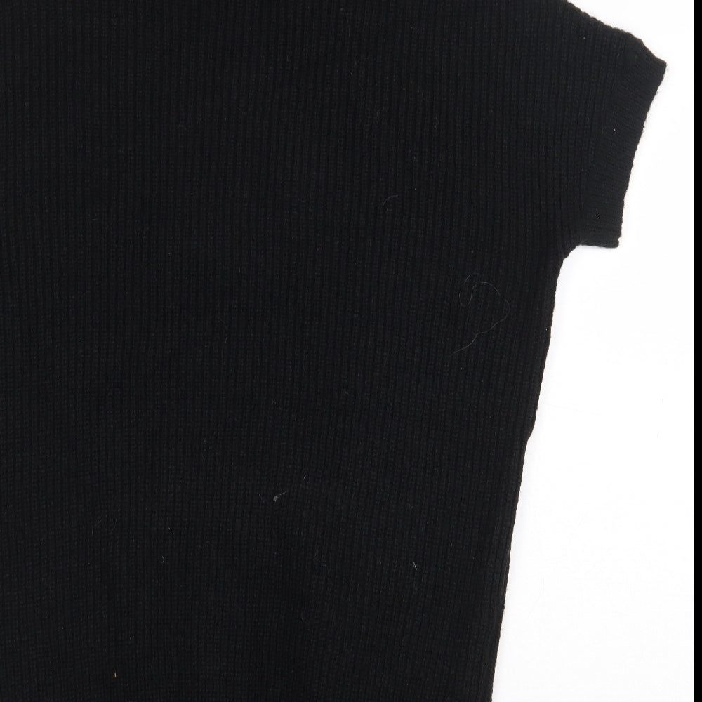 M&Co Womens Black Roll Neck Acrylic Pullover Jumper Size 12