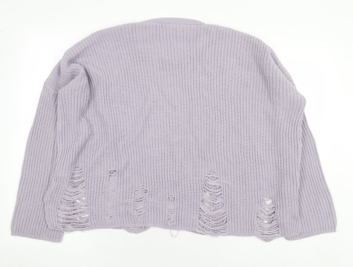 New Look Womens Purple Round Neck Acrylic Pullover Jumper Size S - Distressed