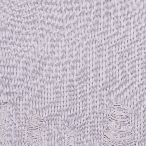 New Look Womens Purple Round Neck Acrylic Pullover Jumper Size S - Distressed