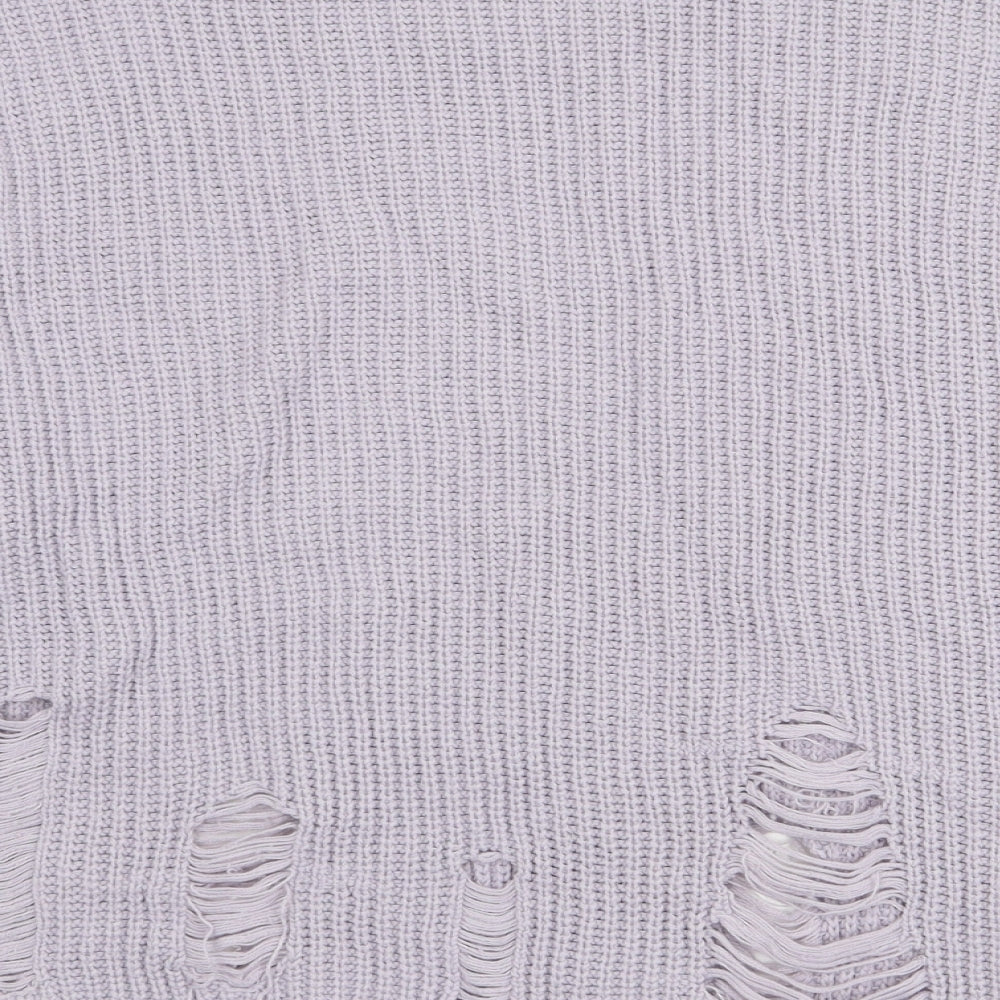 New Look Womens Purple Round Neck Acrylic Pullover Jumper Size S - Distressed