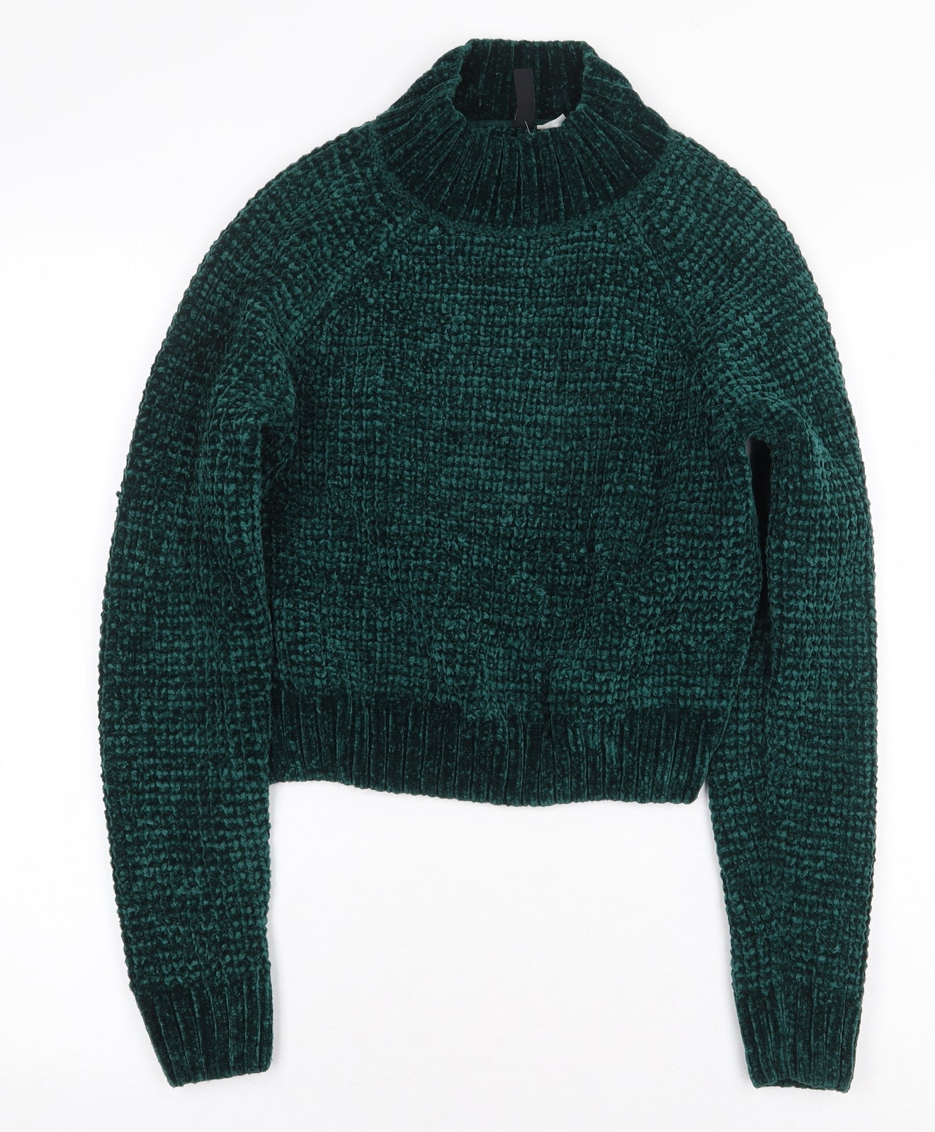 H&M Womens Green Mock Neck Polyester Pullover Jumper Size S