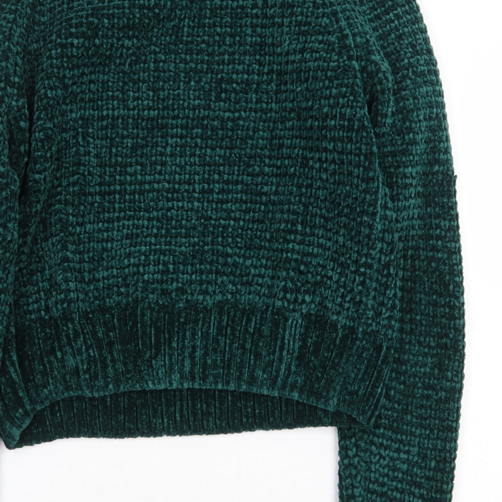 H&M Womens Green Mock Neck Polyester Pullover Jumper Size S