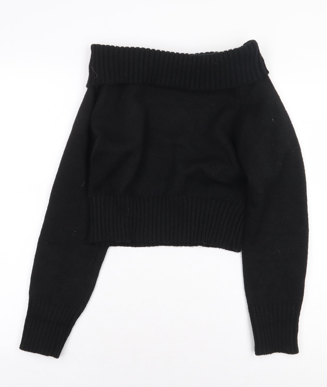 Motel Womens Black Boat Neck Polyester Pullover Jumper Size S