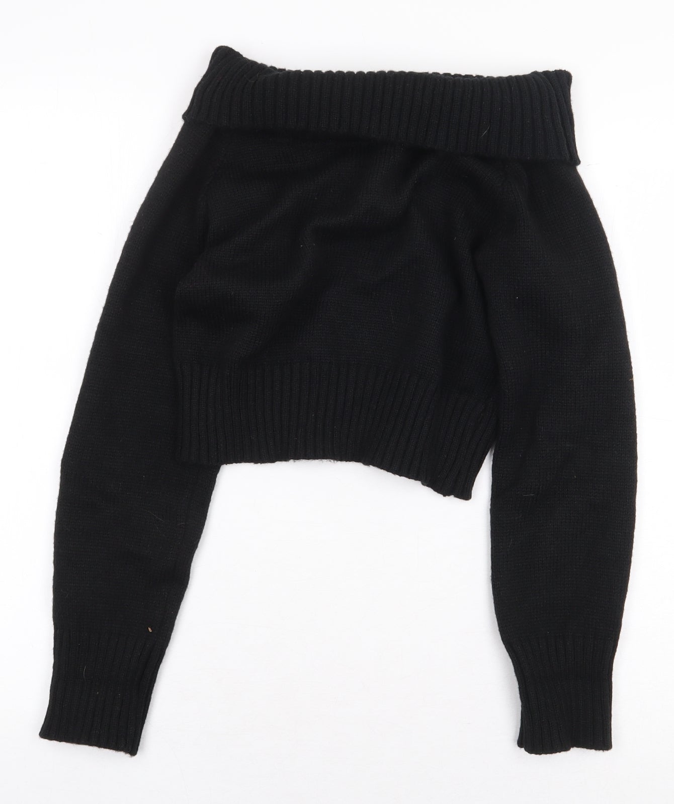 Motel Womens Black Boat Neck Polyester Pullover Jumper Size S