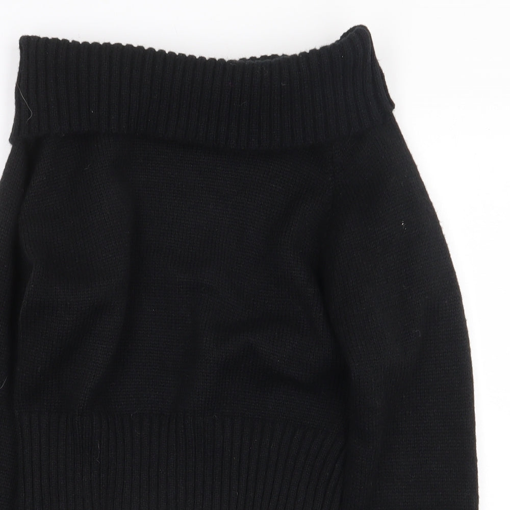 Motel Womens Black Boat Neck Polyester Pullover Jumper Size S