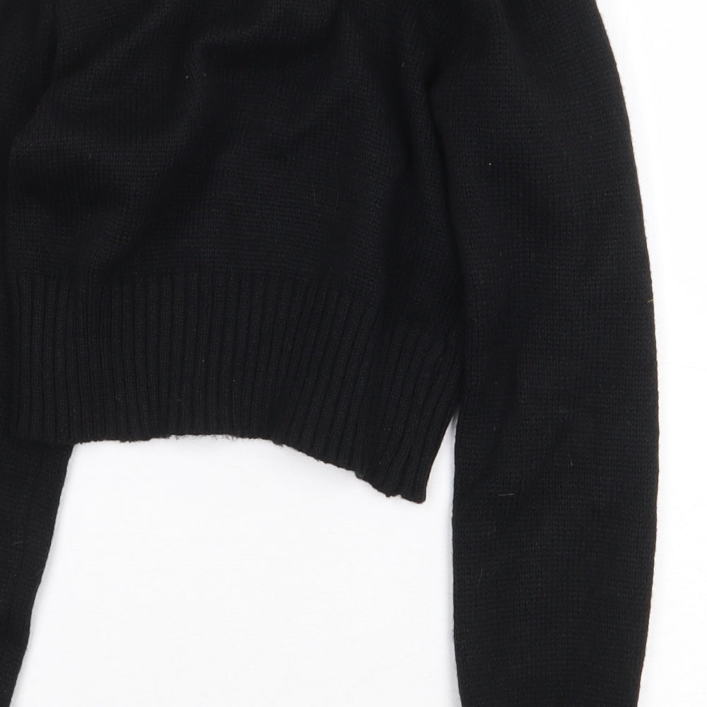 Motel Womens Black Boat Neck Polyester Pullover Jumper Size S