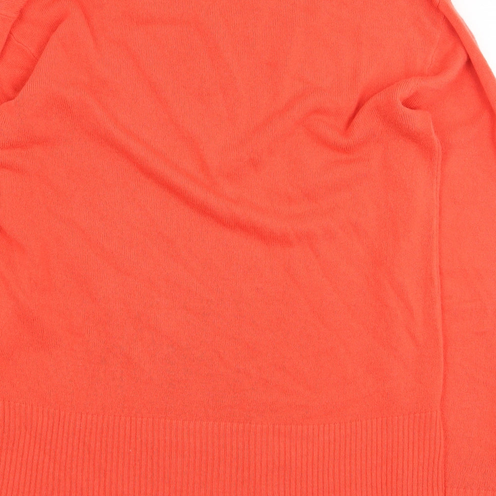 Marks and Spencer Womens Orange V-Neck Acrylic Pullover Jumper Size 12