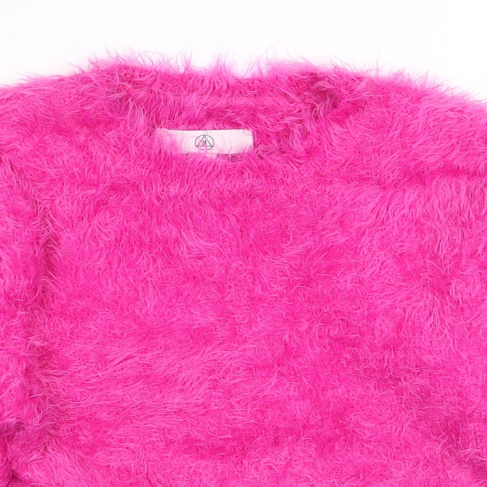 Missguided Womens Pink Nylon Basic Blouse Size 10 Round Neck