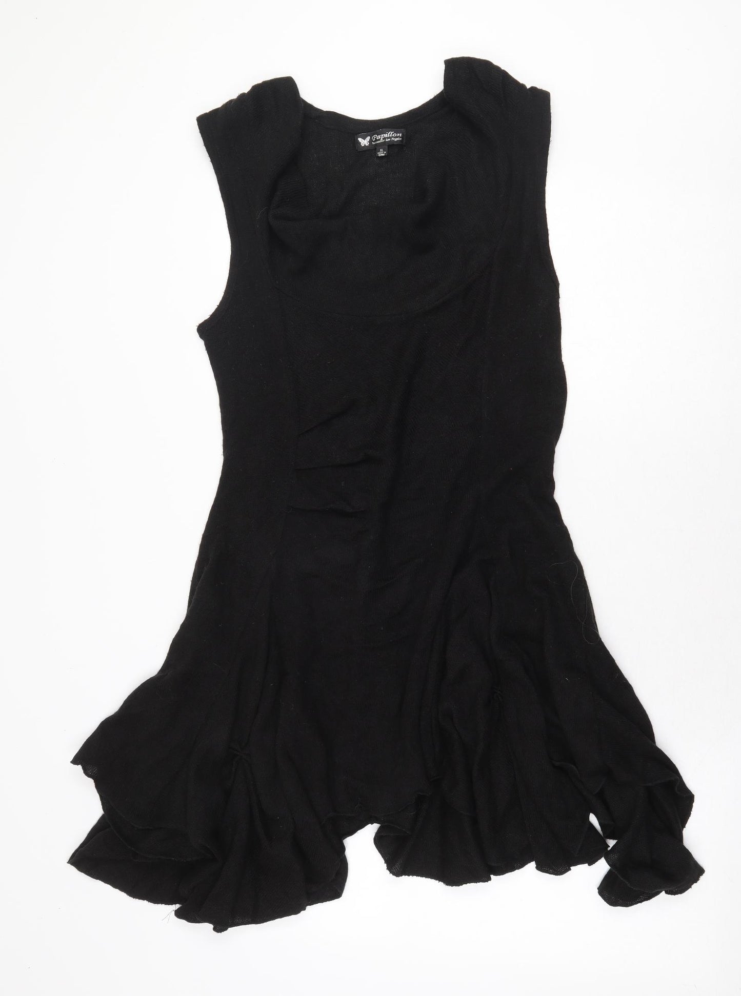 Papillon Womens Black Polyester A-Line Size XL Cowl Neck Pullover