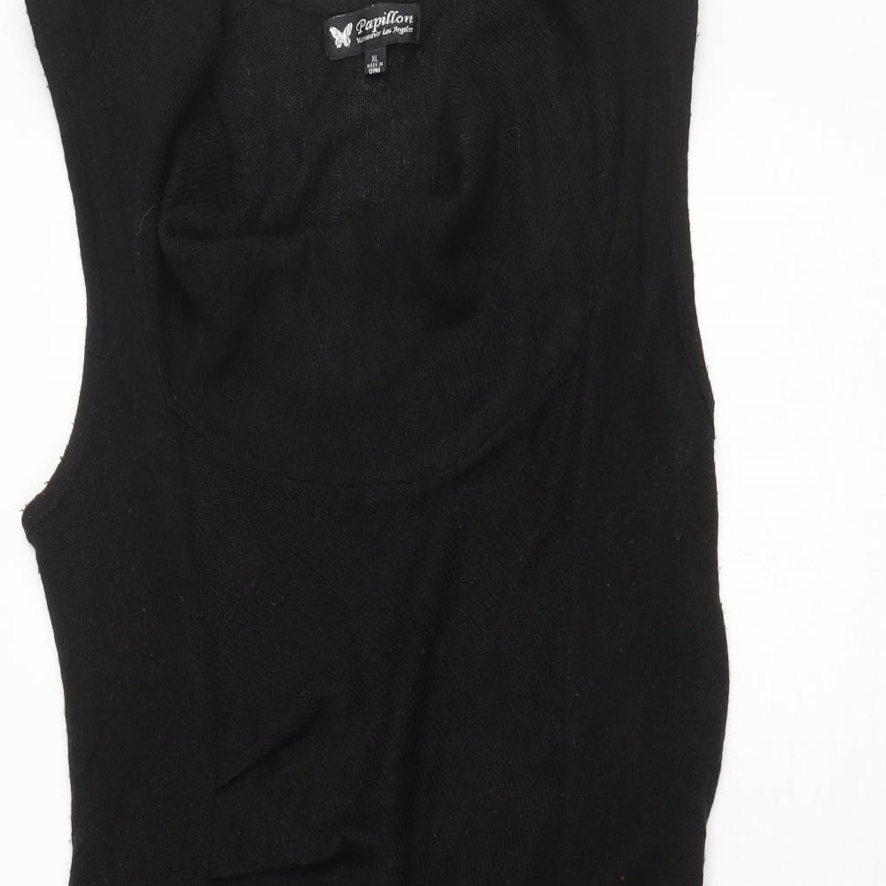 Papillon Womens Black Polyester A-Line Size XL Cowl Neck Pullover