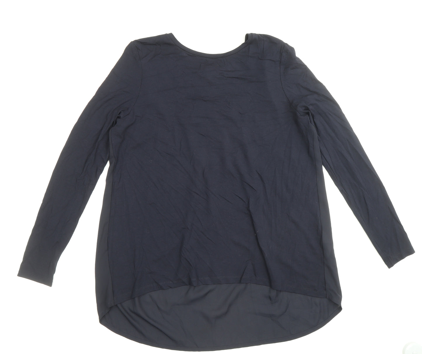 Warehouse Womens Blue Viscose Basic Blouse Size 14 Round Neck
