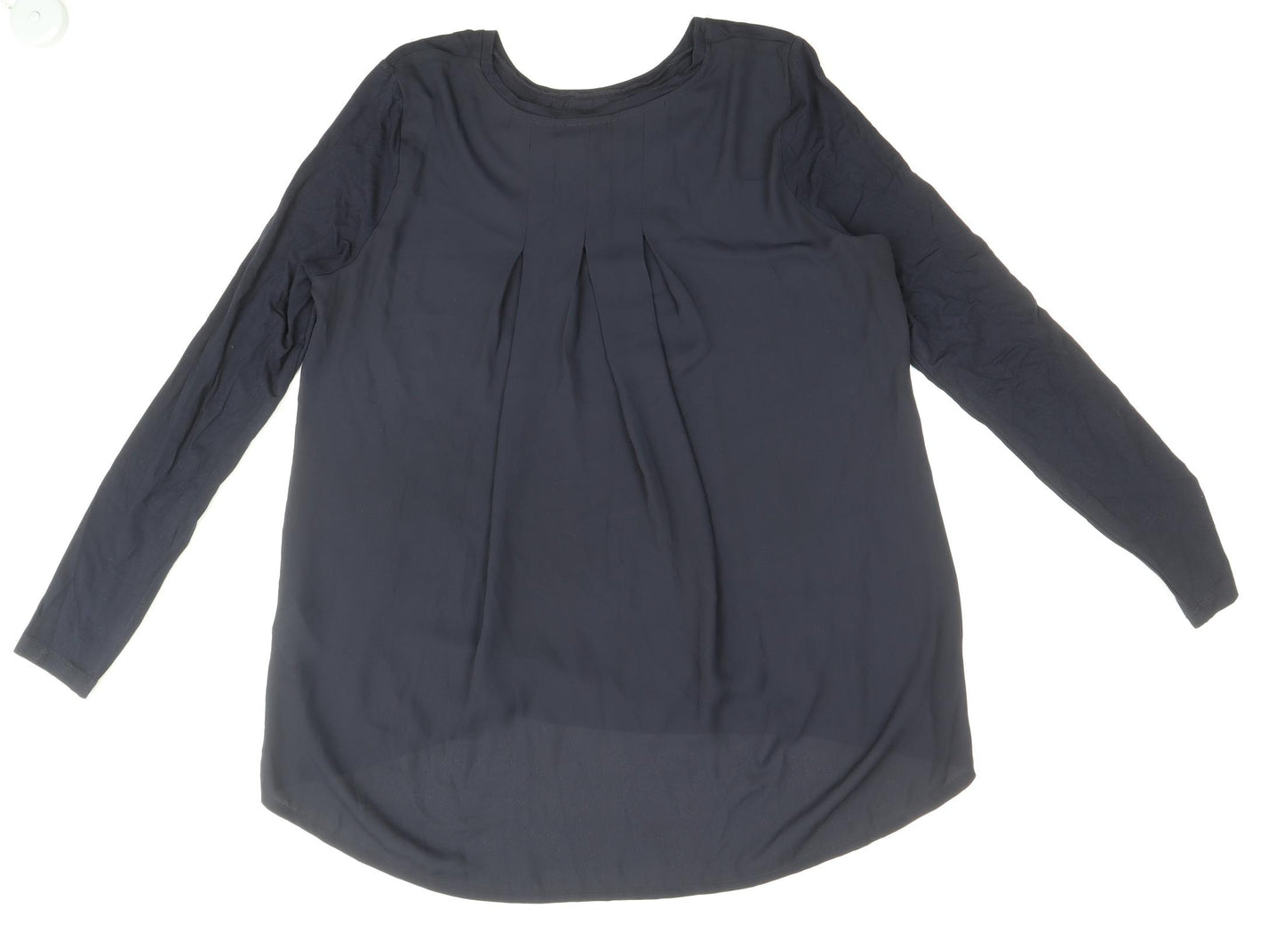 Warehouse Womens Blue Viscose Basic Blouse Size 14 Round Neck
