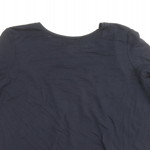 Warehouse Womens Blue Viscose Basic Blouse Size 14 Round Neck