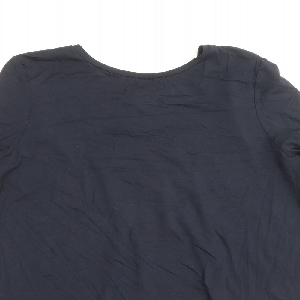Warehouse Womens Blue Viscose Basic Blouse Size 14 Round Neck