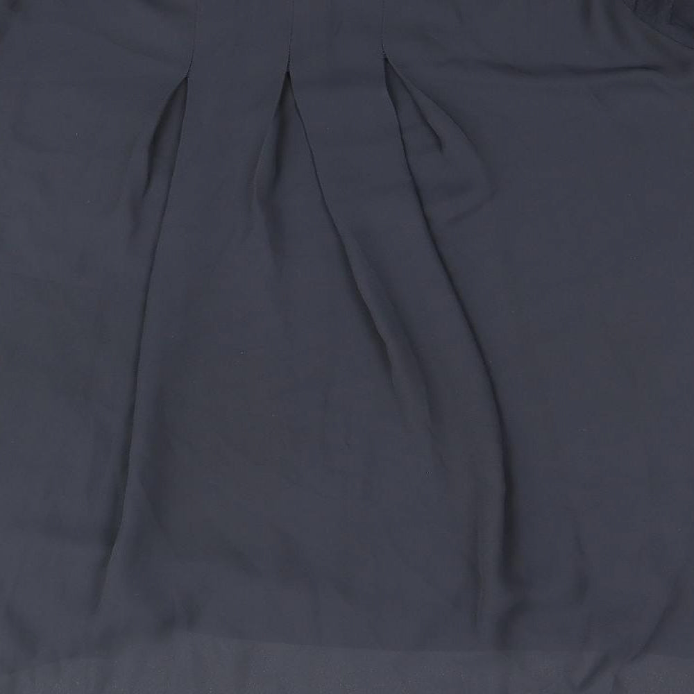 Warehouse Womens Blue Viscose Basic Blouse Size 14 Round Neck