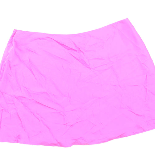 Primark Womens Pink Polyester Mini Skirt Size 16 Zip