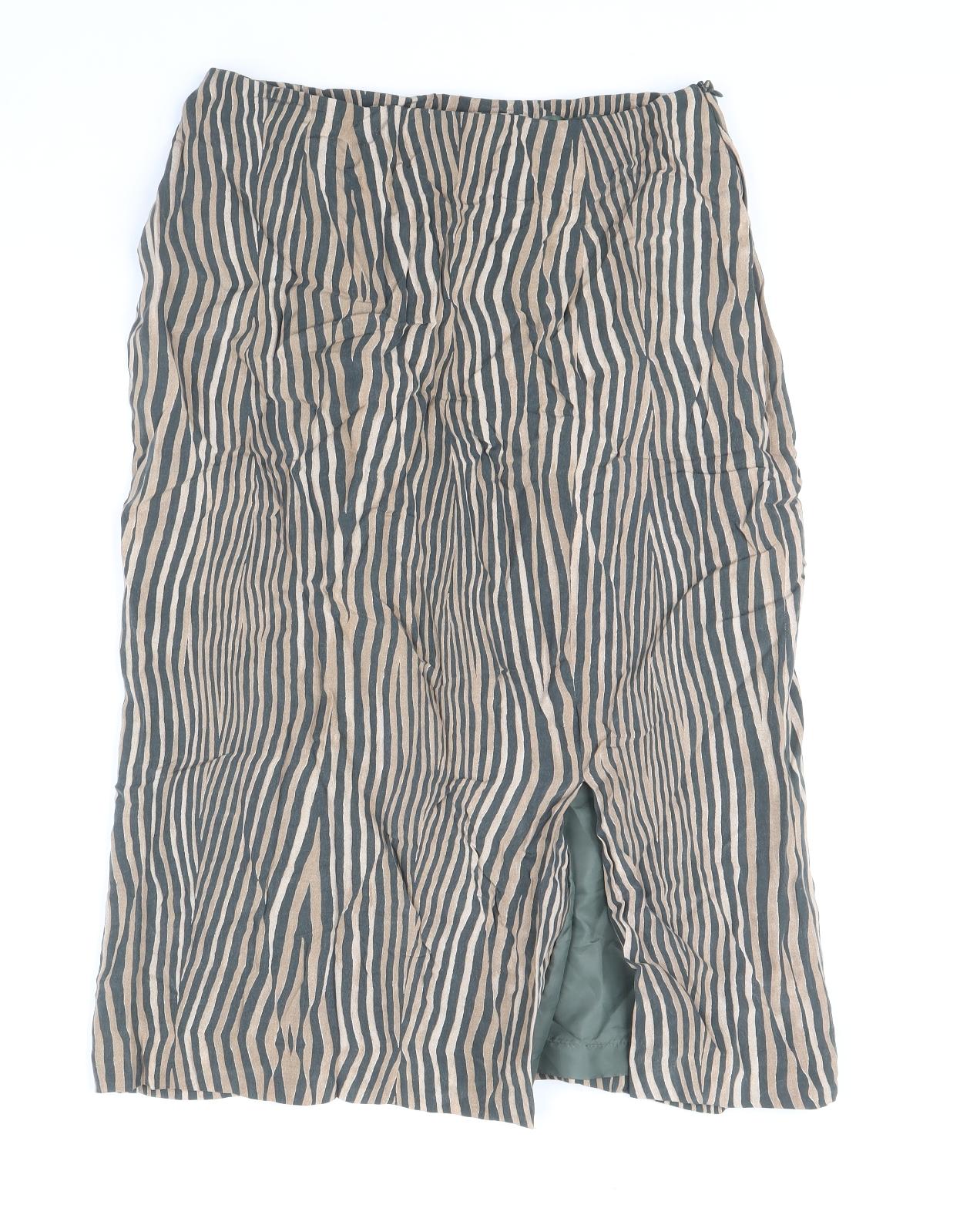 Windsmoor Womens Brown Animal Print Cupro Straight & Pencil Skirt Size 16 Zip - Tiger Print