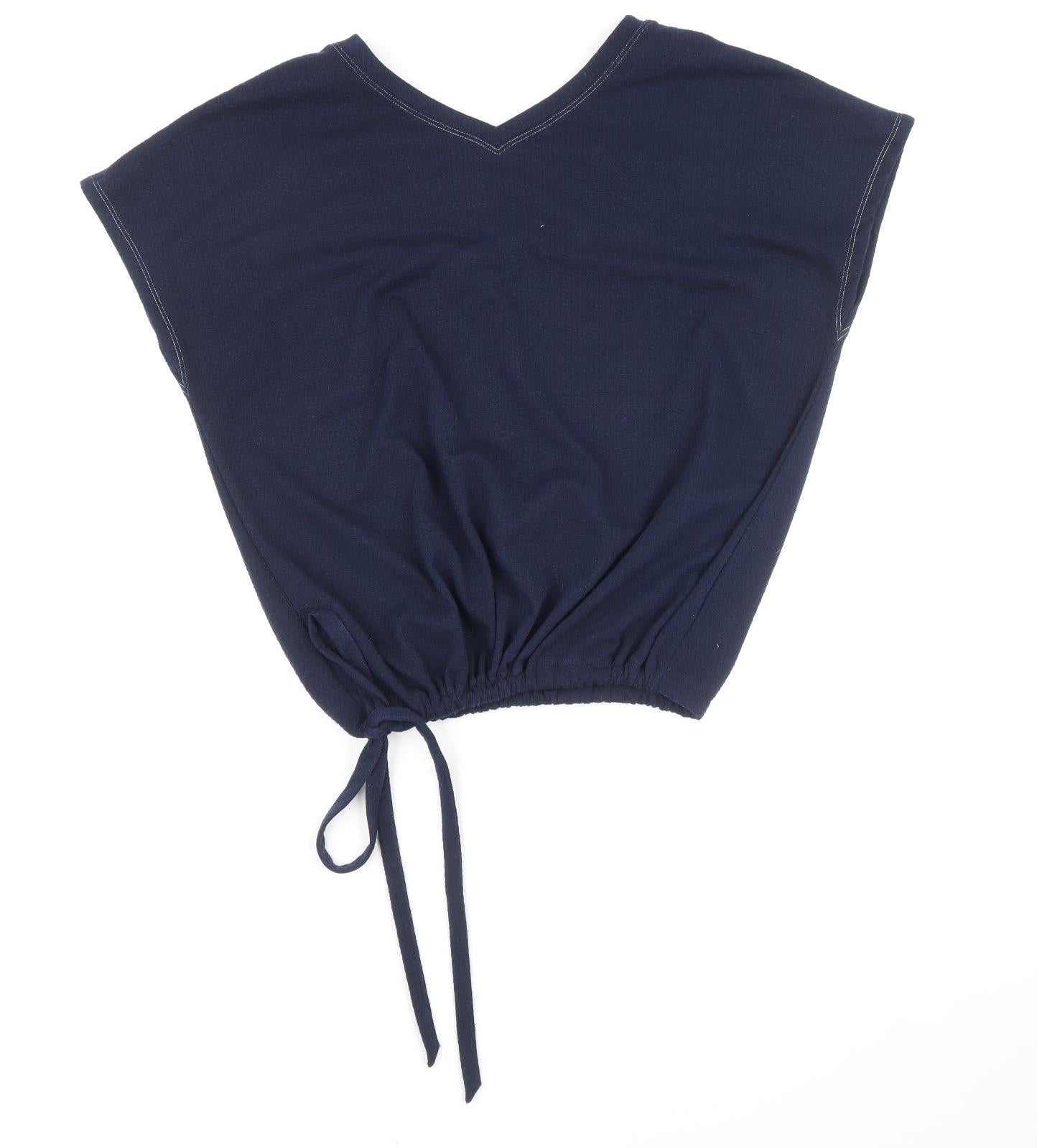 Marks and Spencer Womens Blue Polyester Basic Tank Size 16 V-Neck