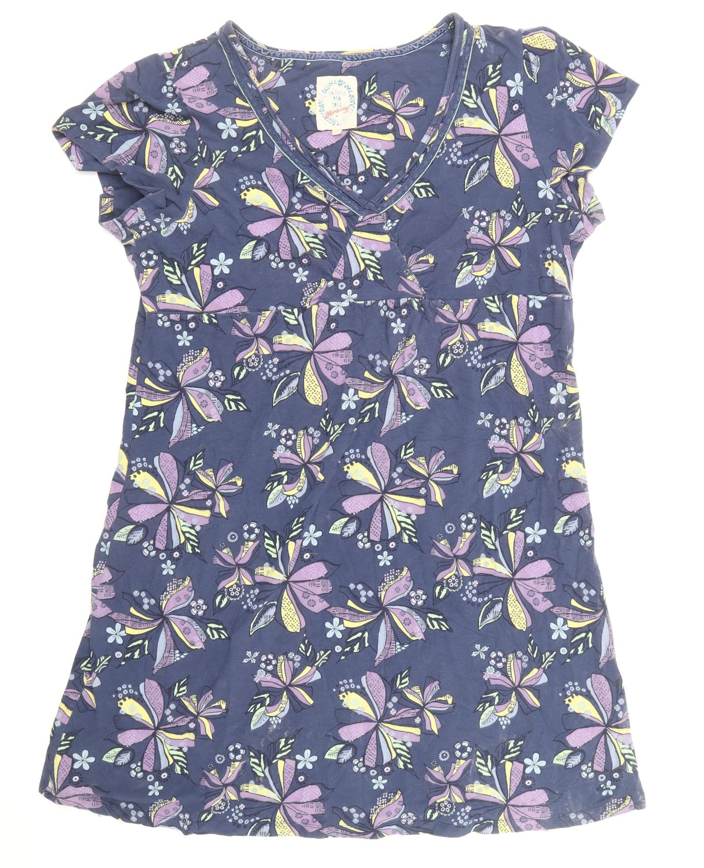 MANTARAY PRODUCTS Womens Multicoloured Floral Cotton Fit & Flare Size 22 V-Neck Pullover