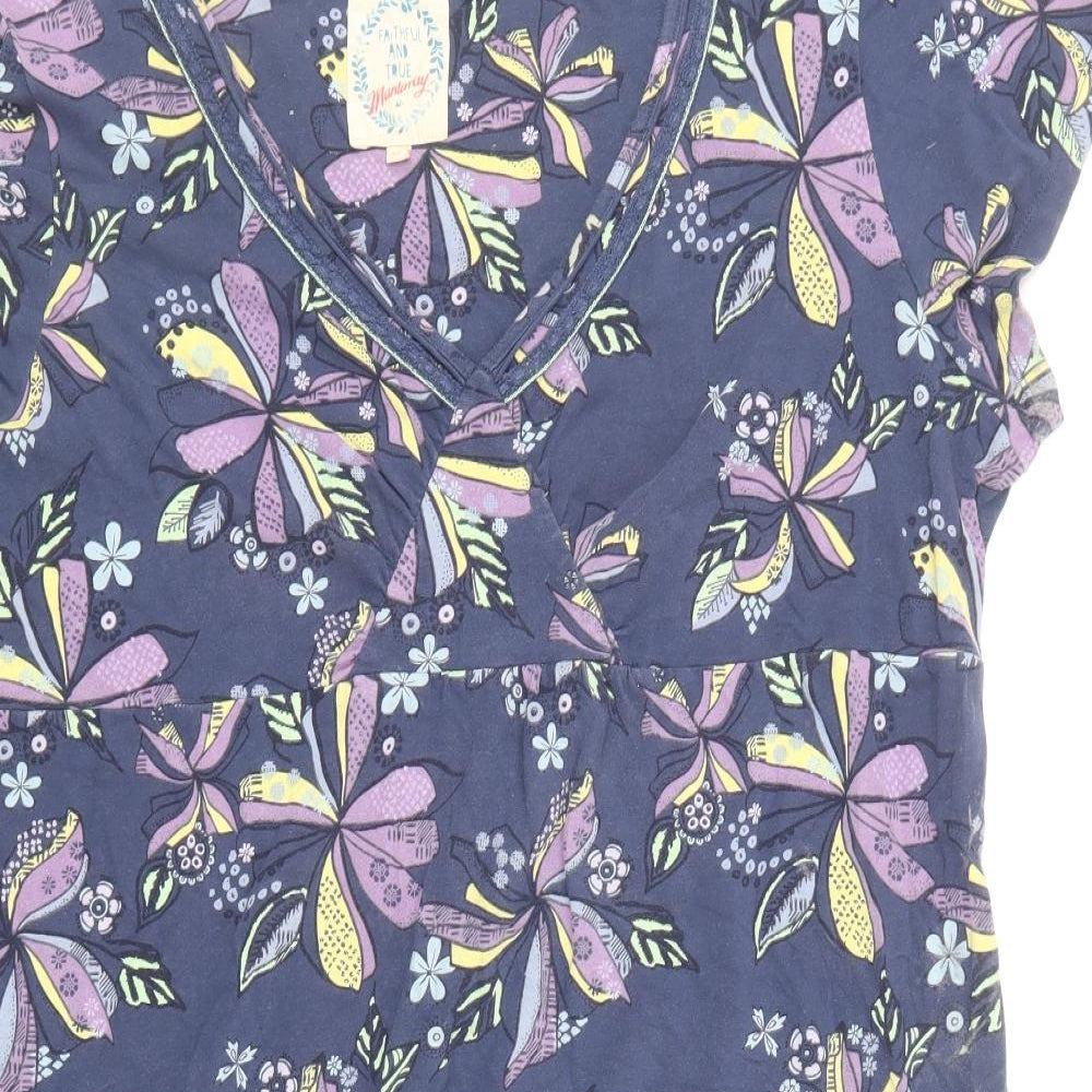 MANTARAY PRODUCTS Womens Multicoloured Floral Cotton Fit & Flare Size 22 V-Neck Pullover