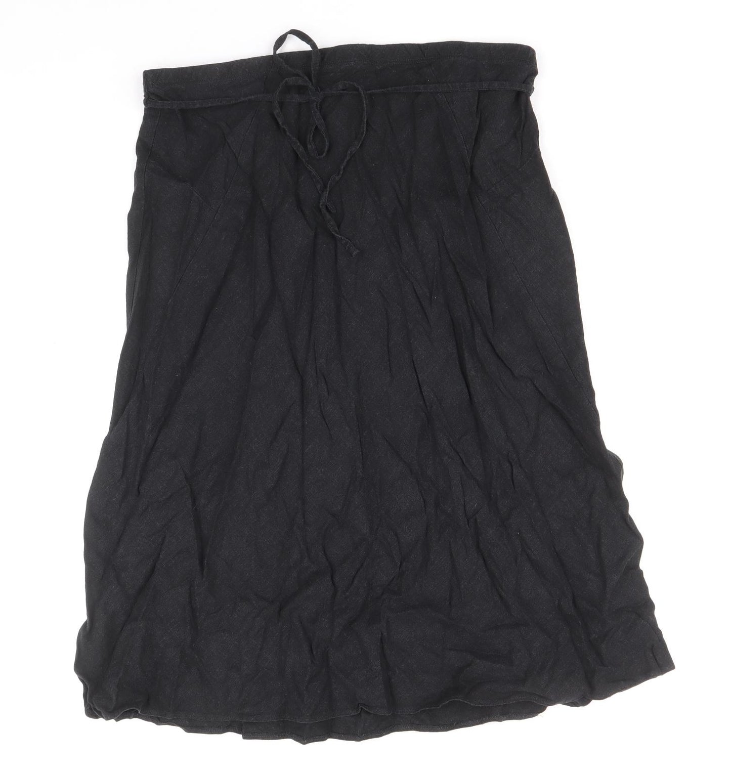 Marks and Spencer Womens Black Flax A-Line Skirt Size 12 Zip