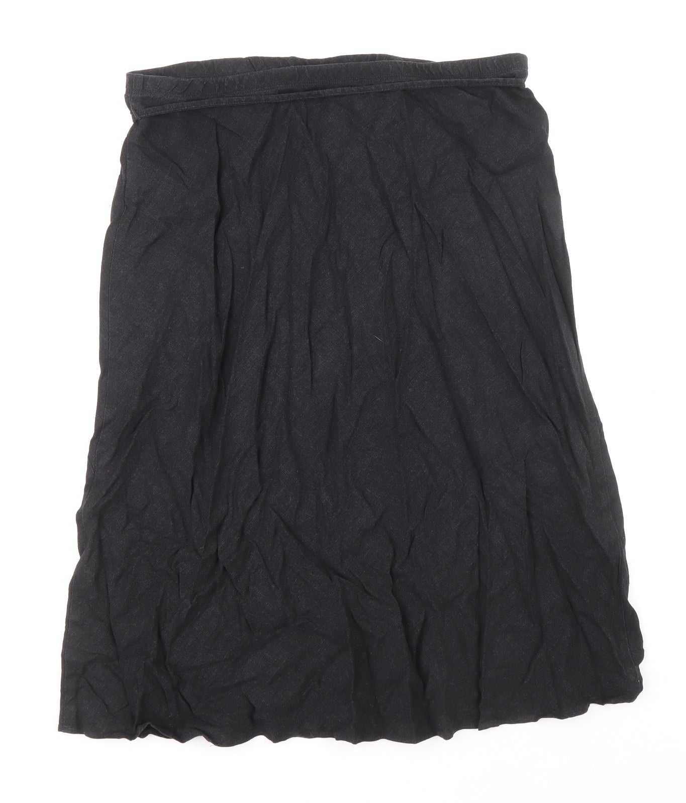 Marks and Spencer Womens Black Flax A-Line Skirt Size 12 Zip