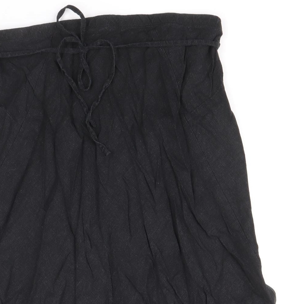 Marks and Spencer Womens Black Flax A-Line Skirt Size 12 Zip