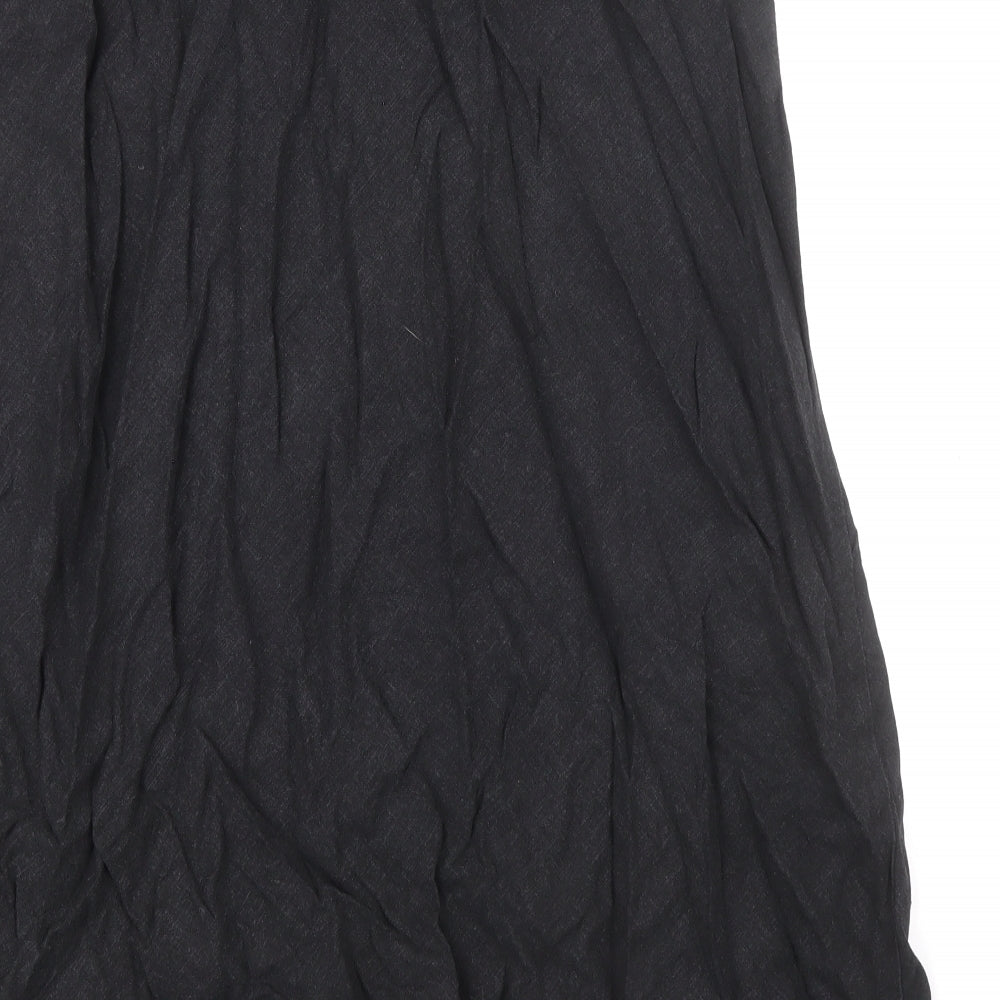 Marks and Spencer Womens Black Flax A-Line Skirt Size 12 Zip