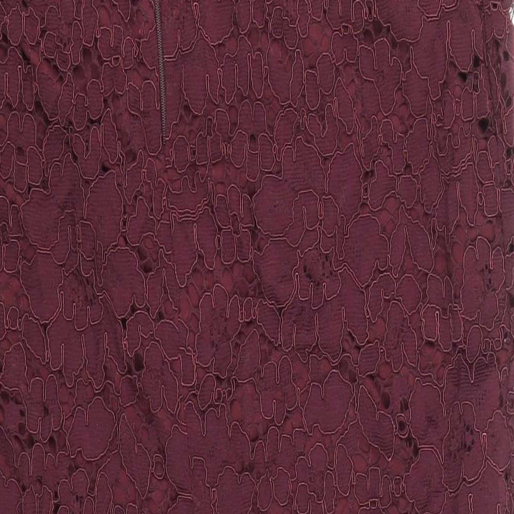 ASOS Womens Purple Nylon Straight & Pencil Skirt Size 14 Zip