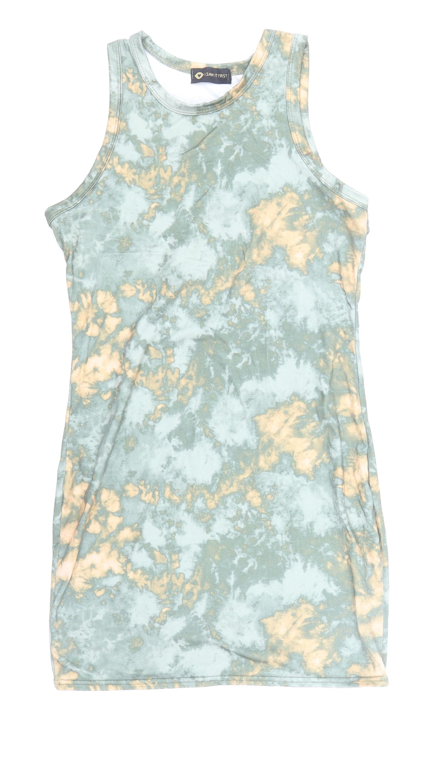 I SAW IT FIRST Womens Multicoloured Geometric Polyester Tank Dress Size 12 Round Neck Pullover