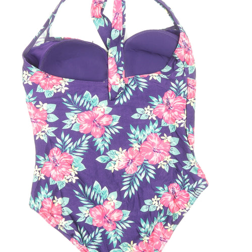 Debenhams Womens Multicoloured Floral Polyamide One Piece Size 14 - Tie Halter