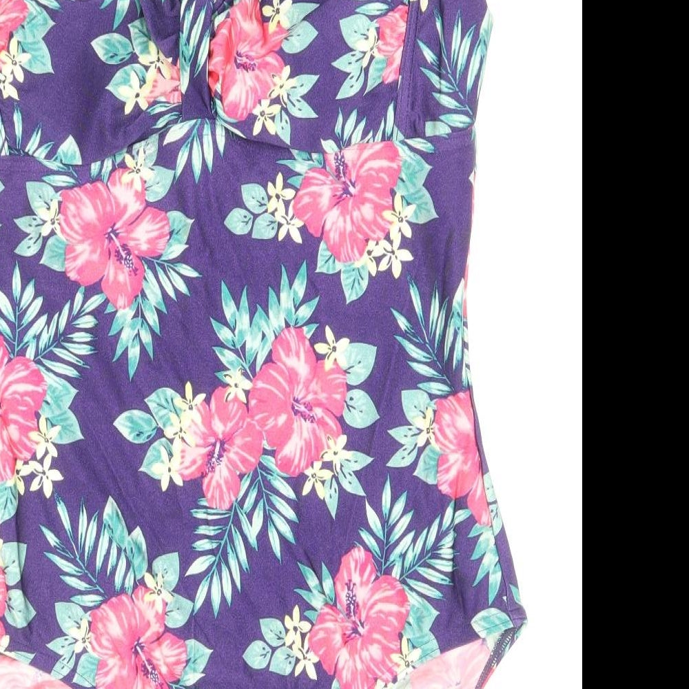 Debenhams Womens Multicoloured Floral Polyamide One Piece Size 14 - Tie Halter