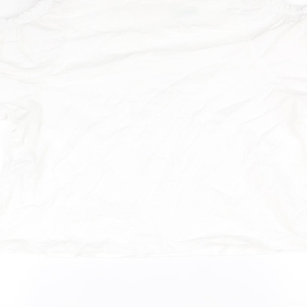 Zara Womens White Cotton Basic Blouse Size S Round Neck - Cold Shoulder