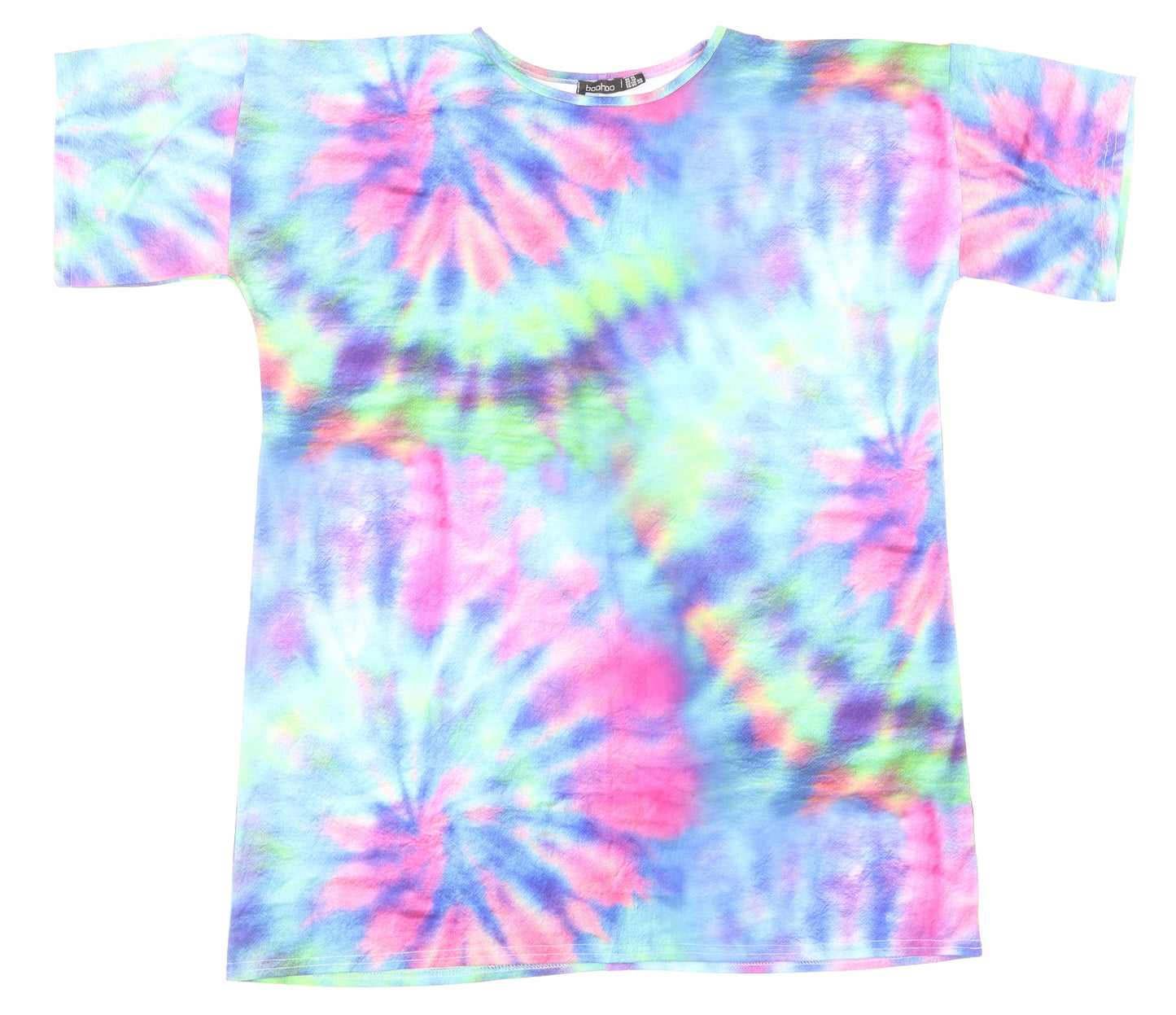 Boohoo Womens Multicoloured Polyester Basic T-Shirt Size 14 Crew Neck - Tie-Dye