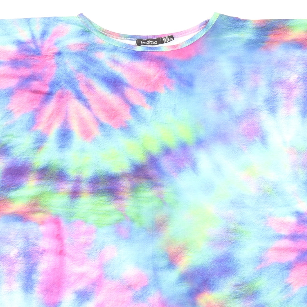 Boohoo Womens Multicoloured Polyester Basic T-Shirt Size 14 Crew Neck - Tie-Dye